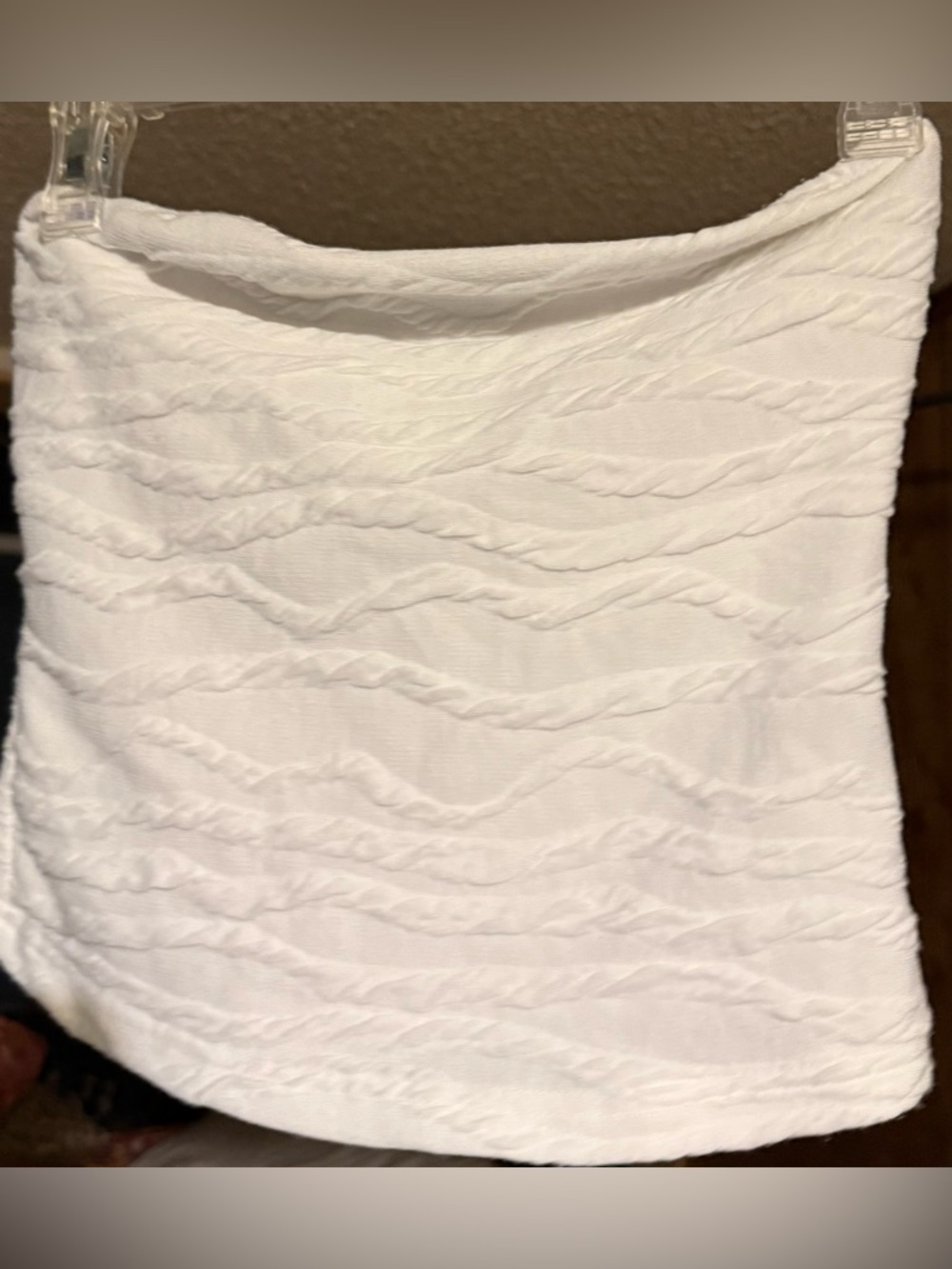 SHEIN White Textured Wave Knit Strapless Tube Top Crop •Small•